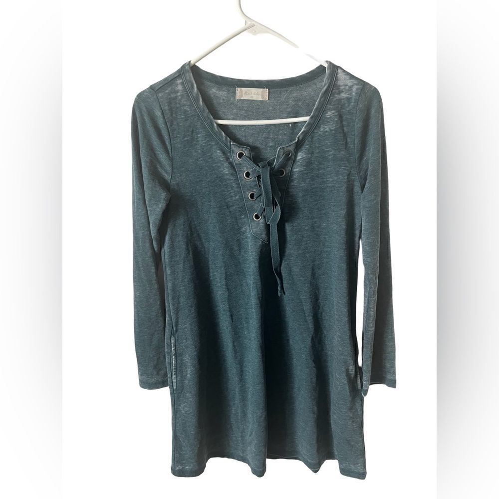 Altar’d State Long Sleeve Teal T-Shirt Dress